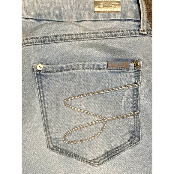 Seven7 Tummyless High Rise Skinny Jeans Light Wash Distressed Stretch Denim 10 - Picture 4 of 16